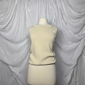 Classic Minimalist Dressbarn Beige Sleeveless Knit Top (S)